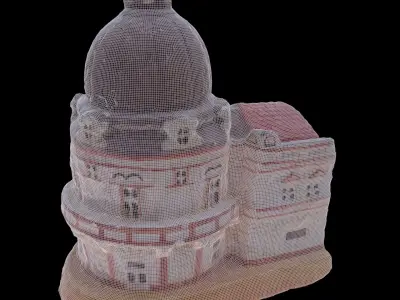Old Damaged Figurine Building Free 3D model