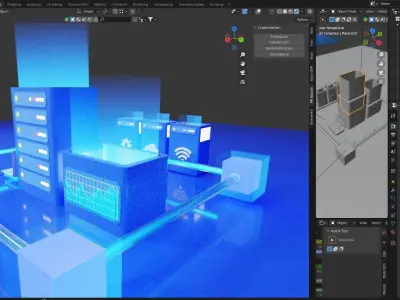 3D Render of Blockchain Technology for Visualization 3D model