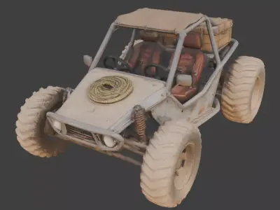 Post-Apocalyptic Desert Sand Buggy Low-poly 3D model