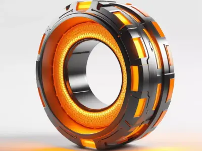 Futuristic Power Core with Glowing Rings 3D model