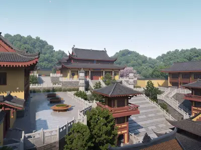 Asian temple Chinese palace historical architecture 3D model