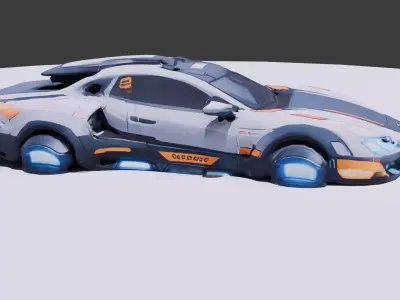 Detailed SciFi Sports Car 3D Model 3D model