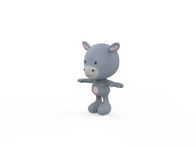 Character007 Hippo Animal Low-poly 3D model
