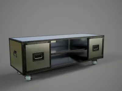 Sideboard PBR Game Ready industrial style tv stand on wheels Low-poly 3D model purchase