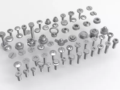 Screw Collection Low-poly 3D model