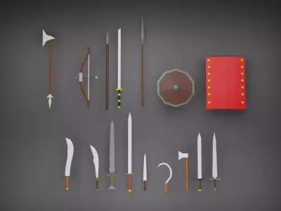 Low-Poly Medieval Weapons Collection  Low-poly 3D model