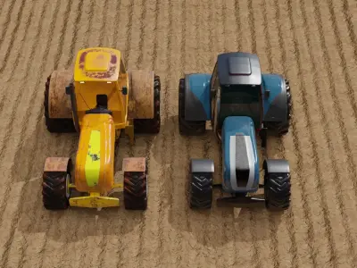 Tractor 3D model two tractors in field 3D Model Pack