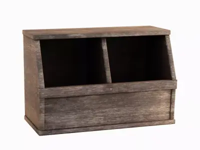 Wooden Storage Bin 04 Low-poly 3D model