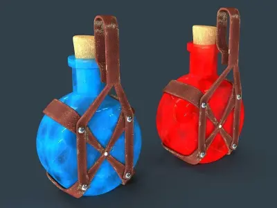 Bottles two Low-poly 3D model