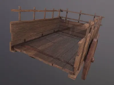 Old Wooden Cart 3D Model Low-poly 3D model