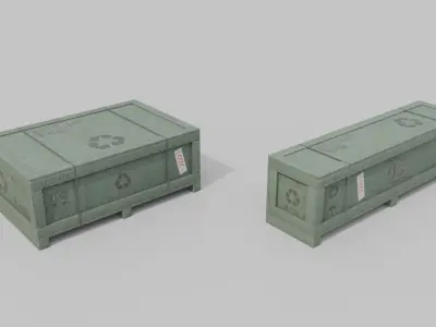 Customizable Wooden Crate Duo - Flat and Narrow 3D model