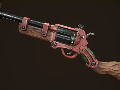 Modular combat rifle shotgun revolver Low-poly 3D model