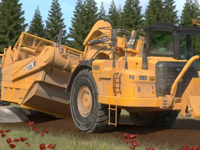 Cat 637k Scraper Dirt Rigged 3D model