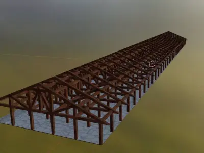 Abandoned Industrial Warehouse CAD - PBR Brutalist Factory Scene Low-poly 3D model