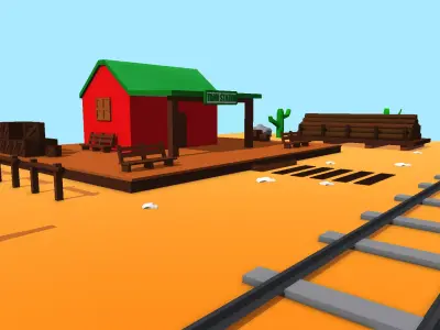 Train Station Low-poly 3D model get