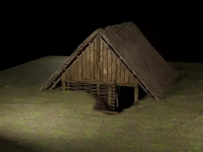 Wooden Pithouse 3D model