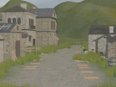 Medieval Village In A Landscape 3D model purchase