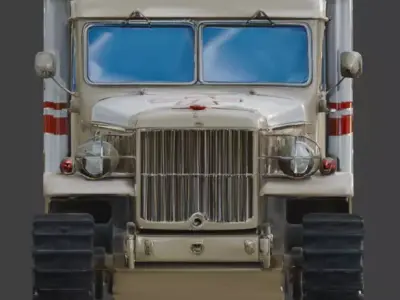 Realistic Sci-Fi Half-Track Medical Van Low-poly 3D model