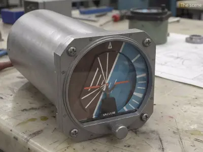 Cylindrical Aviation Horizon Indicator Unit Simplified 3D model
