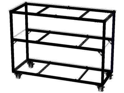 Aluminum Display Shelf with Wheels - 3-Layer Free 3D model