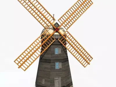 Medieval Windmill Low-poly 3D model