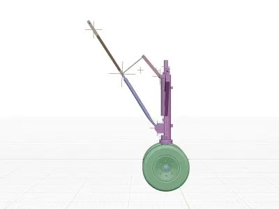 Simple landing gear rigged 3D model
