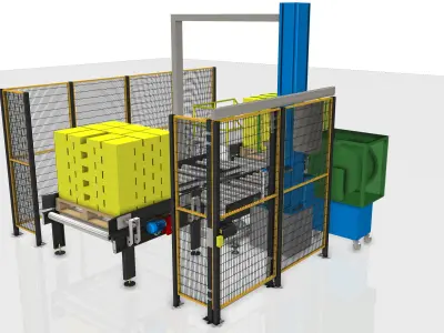 Wrapping And Strapping Pallet - Process Line Packaging Low-poly 3D model