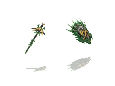 Thunder Thorn - Sword and Shield Low-poly 3D model