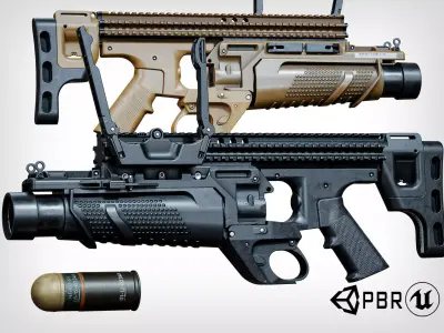 Modular grenade launcher FN 40GL-S Low-poly 3D model