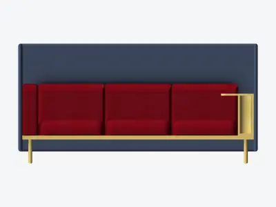 Furniture - Sofa - Contemporary - Flame - - Work Shelf - Right Low-poly 3D model