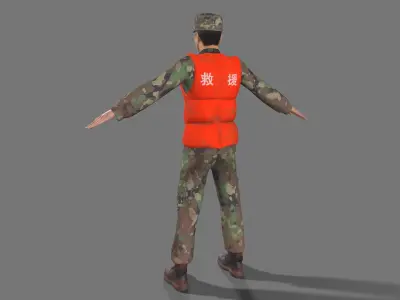 chinese soldier  Low-poly 3D model