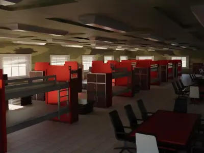 Military Dormitory Low-poly 3D model get