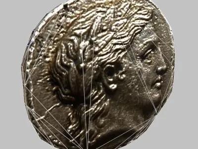 Ancient Greek Coin Game Ready Low-poly 3D model