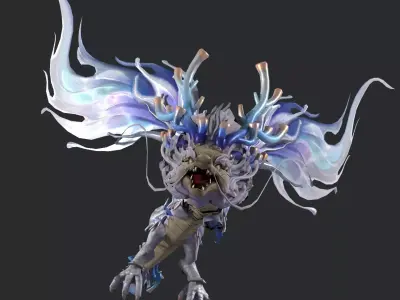 White Dragon Low-poly 3D model