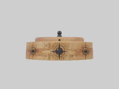 Handcrafted Wooden Compass Low-poly 3D model