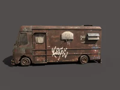 Abandoned Van With Graffiti 3D model