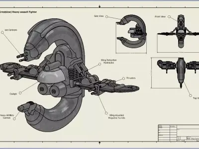 H-74 Grindylow Heavy-assault Fighter 3D print model
