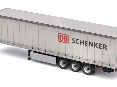 Semi Trailer Curtainsider DB Schenker 3D model