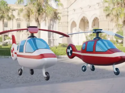 Cartoon Helicopter Low-poly 3D model order
