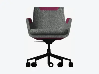 Furniture - Chair - Contemporary - Low - Swivel - Star Castors Low-poly 3D model