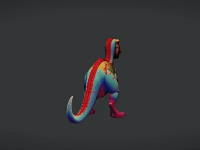 Colorful cartoon dinosaur 3D Game Ready Model 3D model