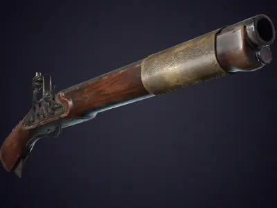 MACEGUN - Flintlock Pistol Low-poly 3D model