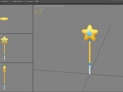 Cartoon Pentagram Wand Low-poly 3D model