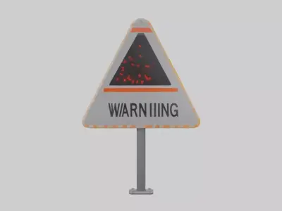Heavy Impact Warning Sign model Low-poly 3D model