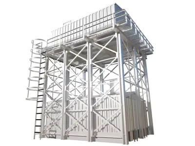 Overhead Steel Reservoir Steel Tank - Double Tanks 3D model