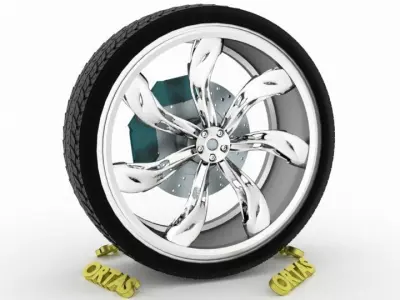 ORTAS CAR WHEEL RIM 94 GAME READY WHEEL RIM TIRE 3D model