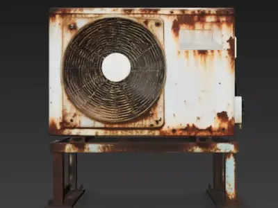 Rusty Industrial Air Conditioner Unit 3D Model Low-poly 3D model