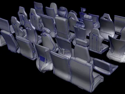 Chair seats collection Low-poly 3D model