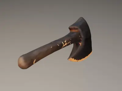 Curtision Glowing Volcanic Forged Axe - Low Poly HQ Game Asset Low-poly 3D model