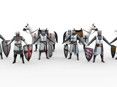 Knight Crusader Low-poly 3D model